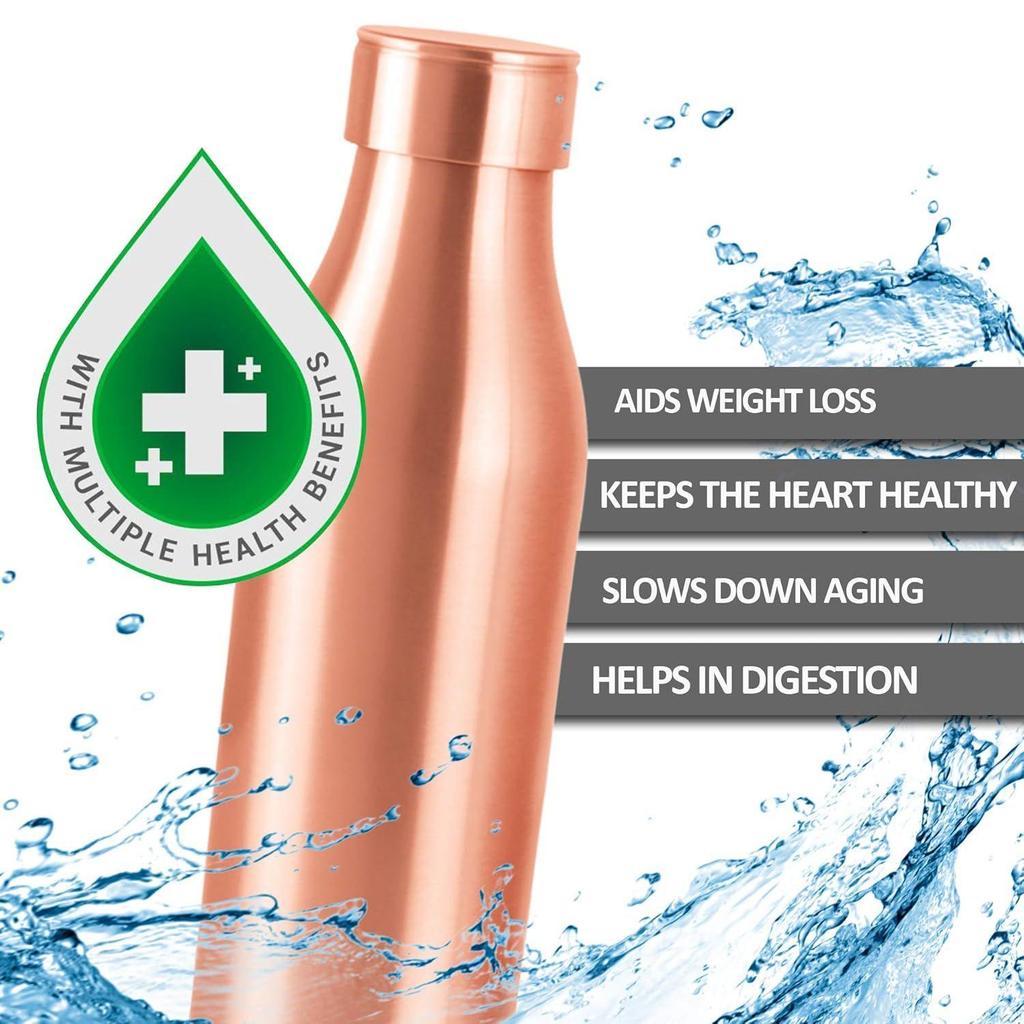 Copper Charge 1000 Water Bottle, Set of 2, 930 ml Each, Copper | 100% Leak Proof | Office | Gym Bottle | Yoga