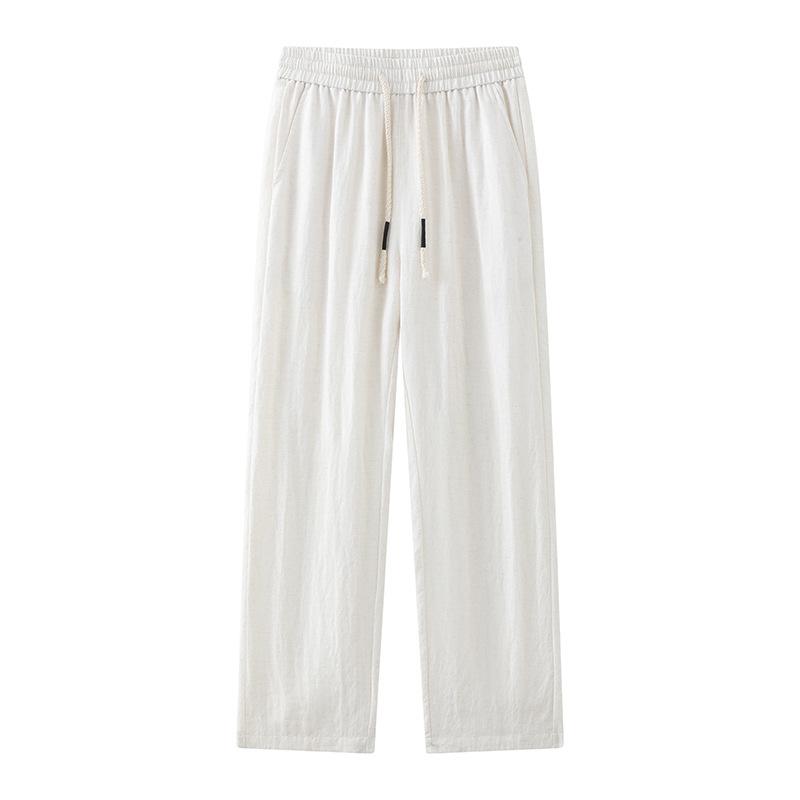 Tencel linen pants men's summer thin breathable straight quick-drying ice silk pants loose wide-leg sports casual pants