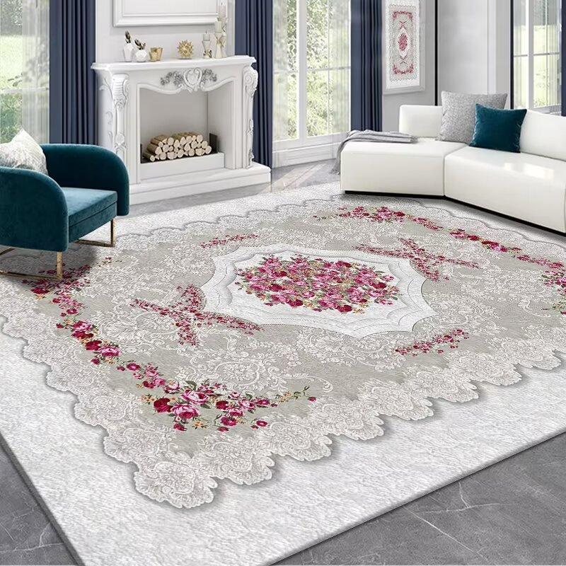 Tappeto Antiscivolo di Alta Gamma per Soggiorno Europeo Rosa Morbido Decorazione per la Casa Tappeto per Comodino in Camera da Letto Facile da Pulire Tappetino per Pavimento del Bagno Morbido