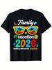 Retro Matching Family Vacation T Shirts 2026 Group Travel Shirts with Round Neck Suitable for Christ