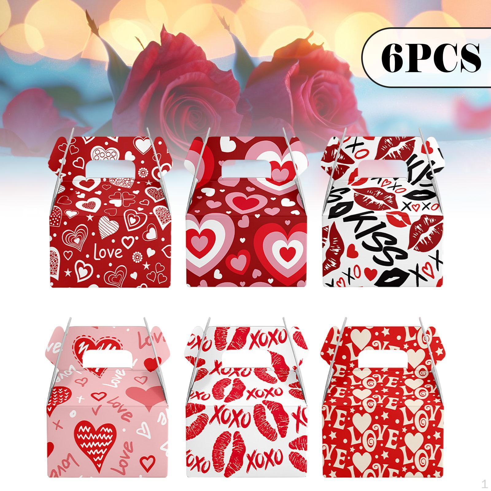 

Коробки для сладостей на День святого Валентина Контейнеры Украшения Портативный с ручкой Подарочный держатель для конфет 6pcs