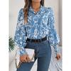 VEZFAA Camicette e camicie con collo a polo, maniche lunghe, stampa floreale, moda casual primavera autunno