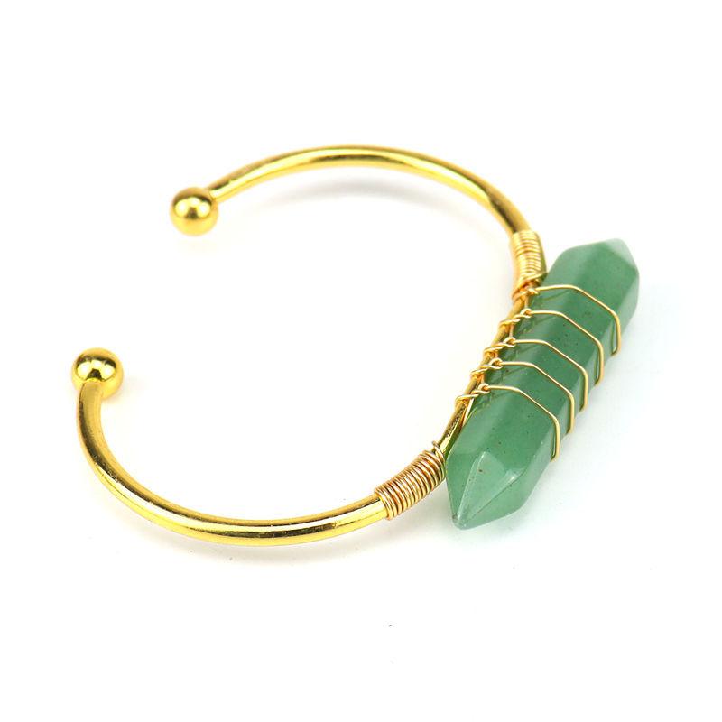 Handmade Copper Wire Winding Natural Crystal Hexagonal Prism Bracelet Bracelet Bracelet Rough Stone Crystal Bracelet pure natural