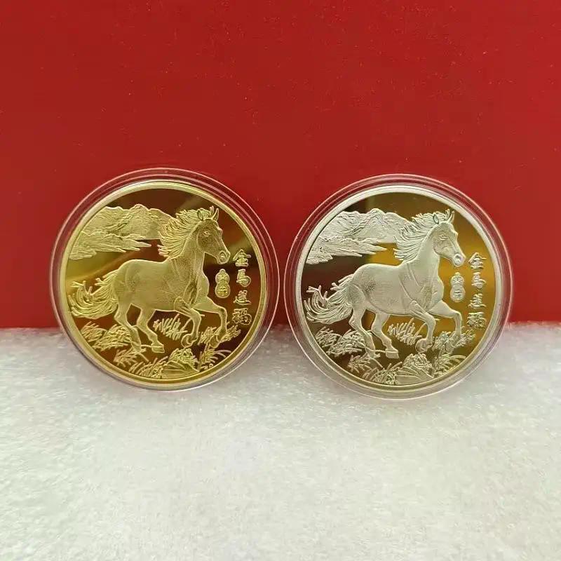 40mm Čínské Mince Šťastné Zvíře Kůň Sběratelské Mince Kovová Kolekce 2026 Novoroční Suvenýr