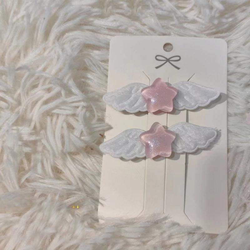 2pcs Lovely Pill Star Wings Hair Clip Hairpins Fashion Hair Barrettes Sweet Headpiece Hair Accessories for Women Girls