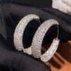 Huitan Elegant Women Hoop Earrings Full Shining CZ Stylish Wedding Engagement Accessories Party Fancy Versatile Chic Jewelry