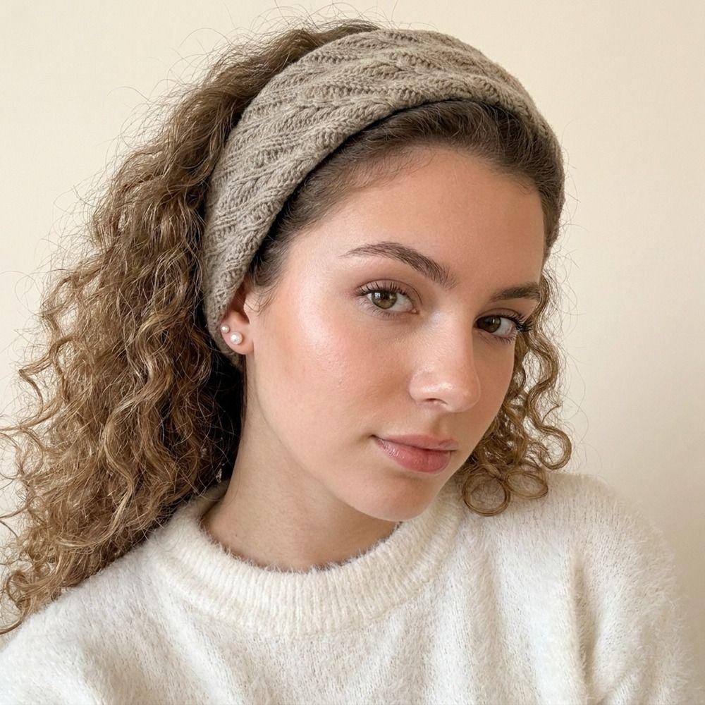Knit Woolen Hairband Solid Color Warm Hair Band Cute Knitted Headband Winter