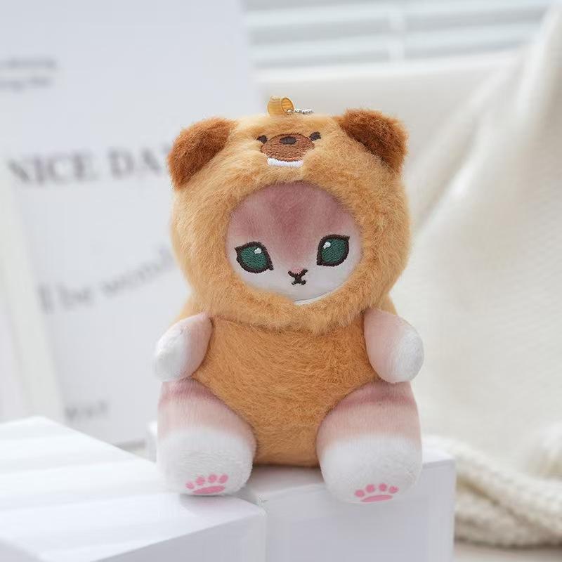 2026 Kawaii Mofu Sand Keychain – Cute Cartoon Shark & Cat Plush Pendant for Backpack, Bag Charm & Birthday Gift