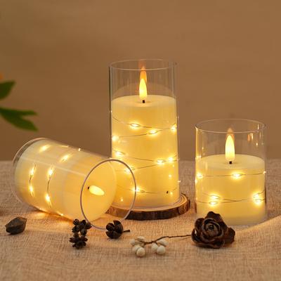 Flammenlose LED Kerzen Stern Lichterkette mit Batterie Camping Zimmer Hochzeitsfeier Dekoration Atmosphäre Realistisches Flackerndes Kerzenlicht