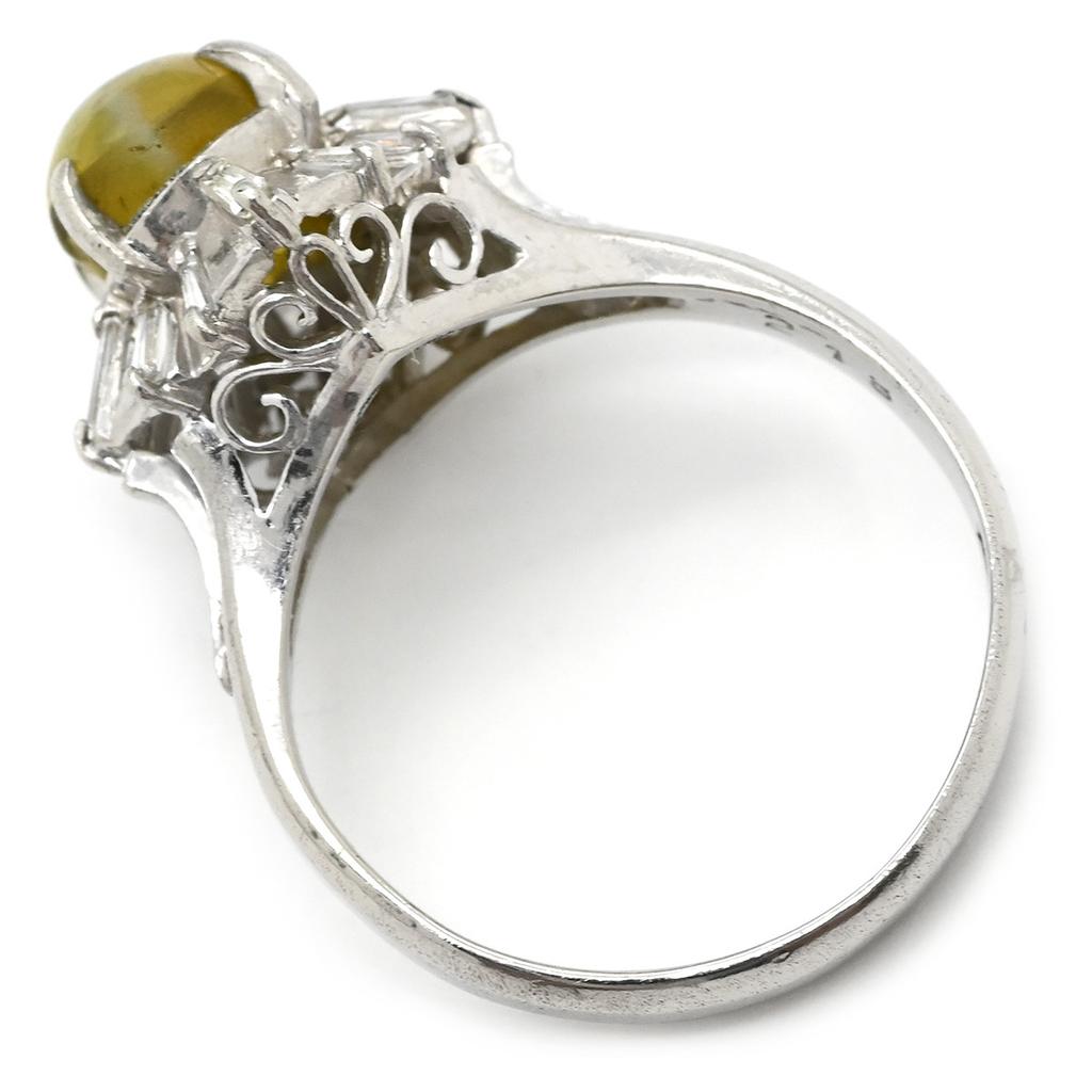 NON BRAND Cat's Eye 2.1ct Diamond RingRing ring Pt900/Chrysobell Cat's Eye #7(JP Size) Array