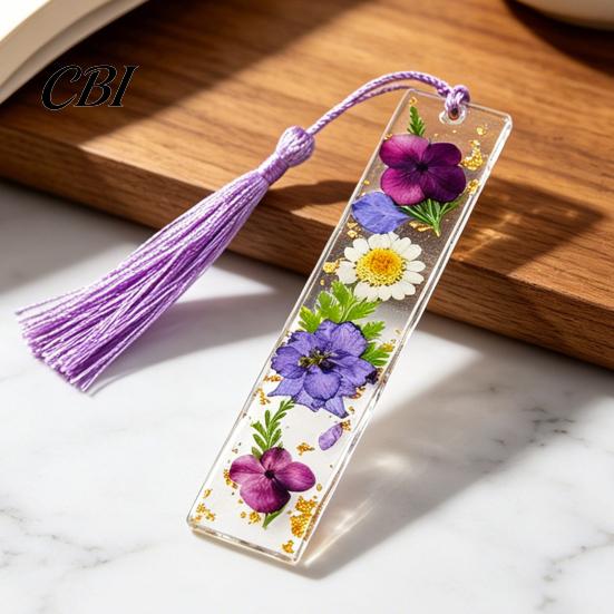 Unique Gift for Friends Dried Flower Resin Bookmarks with Tassels, Double-Sided Magnetic Durable Page Markers Book Lovers Friends, Pretty and Increase