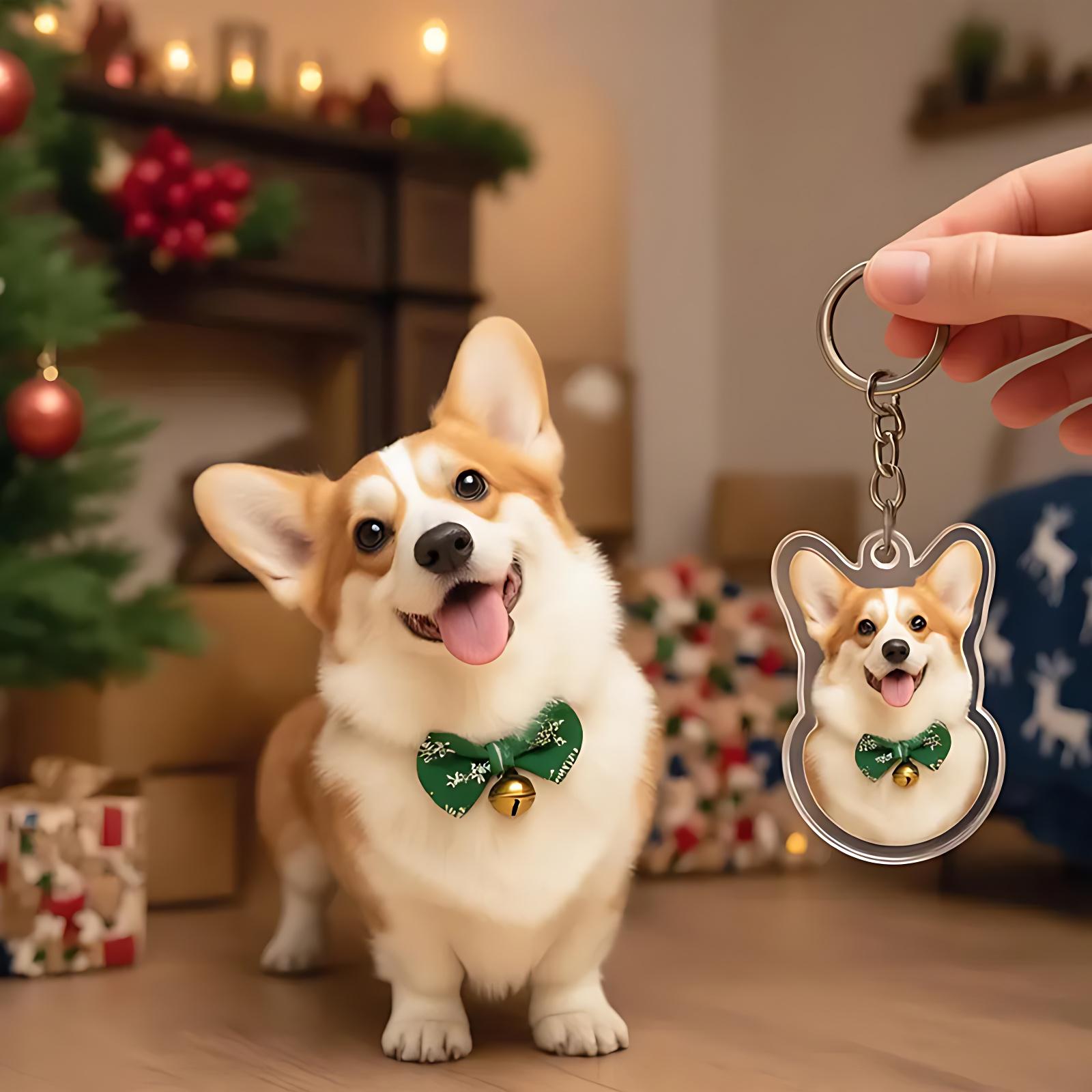 

Custom Pet Photo Keychain - Personalized Acrylic Dog & Cat Portrait Keyring with 3cm Ring - Pet Memorial & Lover Gift