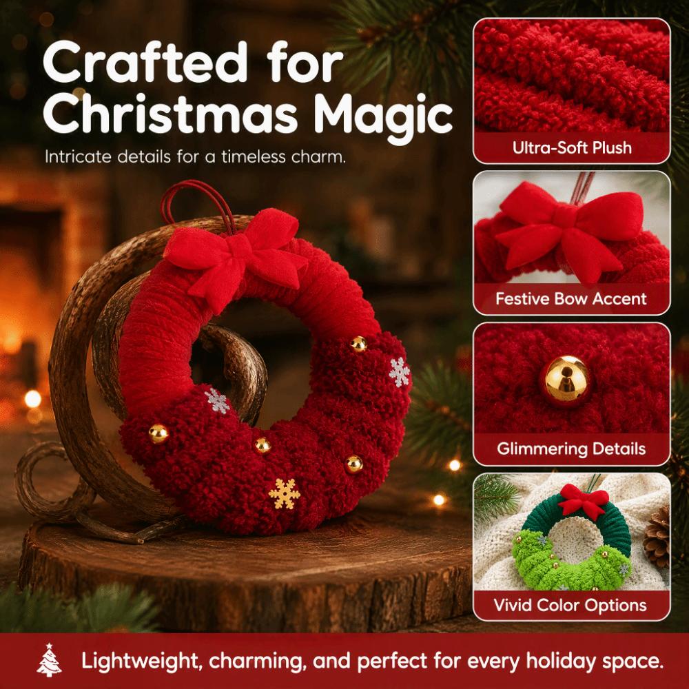 Plush Material Plush Pendant Soft Texture Xmas Wreath Reusable Christmas Ornaments Tree Hanging