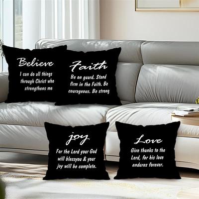 Home Decor Believe Faith Joy Love Inspirational Pillows Pattern Cushion Cover Suitable For Sofa Bedroom Car Pillow Cover