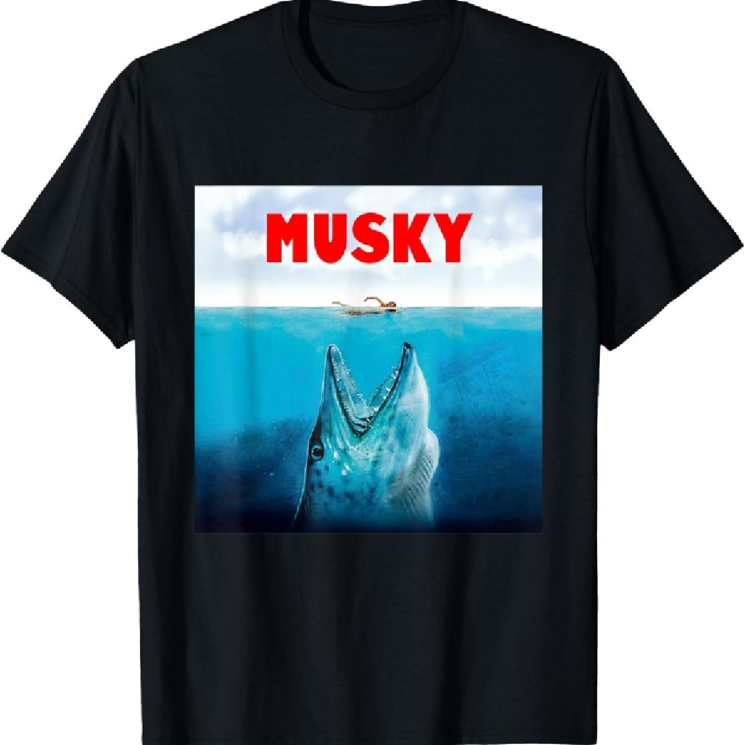 

MUSKY Fishing Great White Theme T-Shirt XXXXXL чёрный