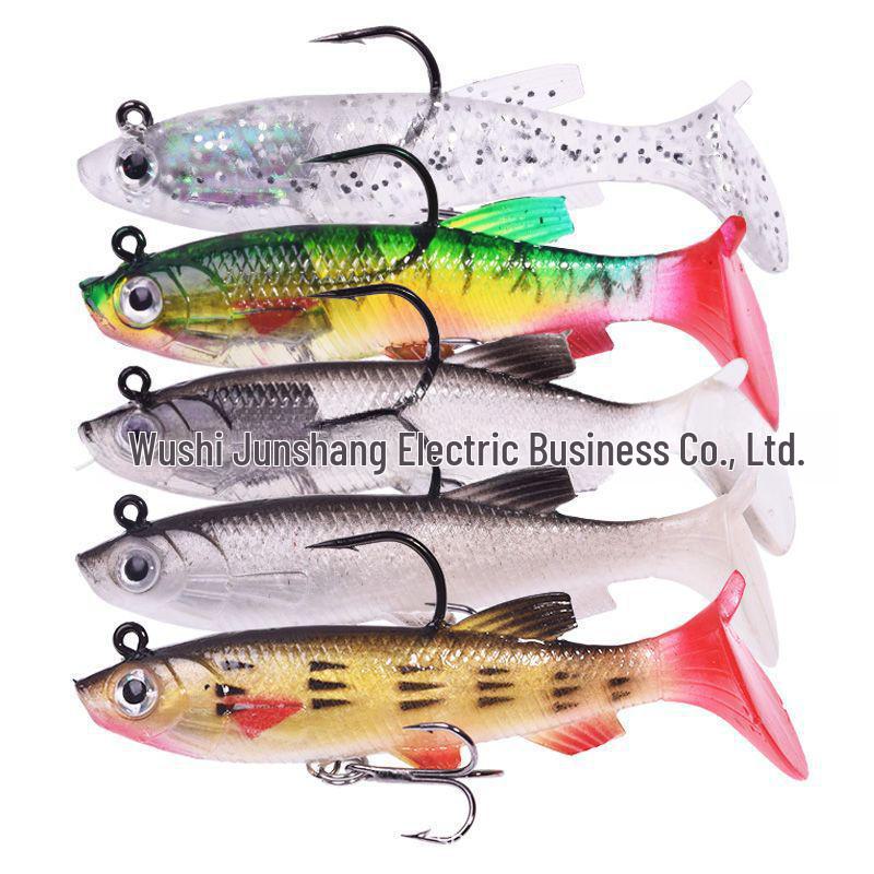 

Набор мягких приманок T-Tail, 7,5 см/12 г, приманка с двумя крючками для ловли окуня