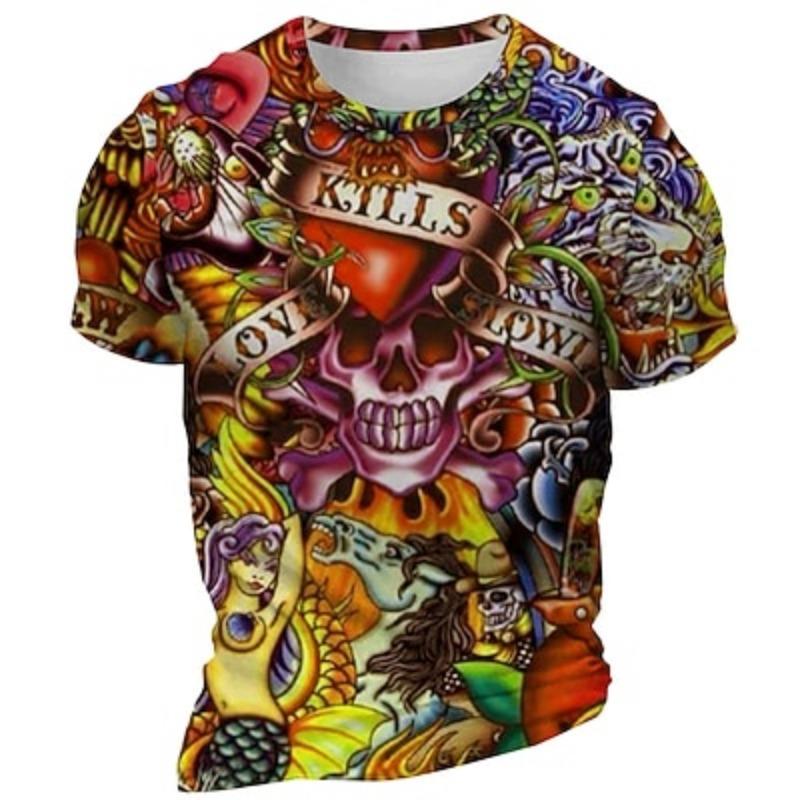 Men s LOVE Graphic Skeleton T shirt Short Sleeve T shirt 3D Print Crew Neck Shirt Daily Designer XXS