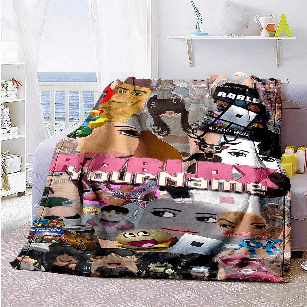 Roblox 14 Personalized Text Blanket Gift Personalized Blanket Comfortable Perfect for Home Decor Sofa Living Room Picnics Four Seasons Universal