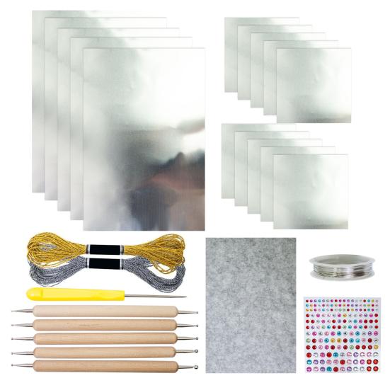 

Інструменти з фольги з листами алюмінієвої фольги Набір для рукоділля Художній Набори для тиснення Ролики з дроту Наклейки Тиснення для срібний