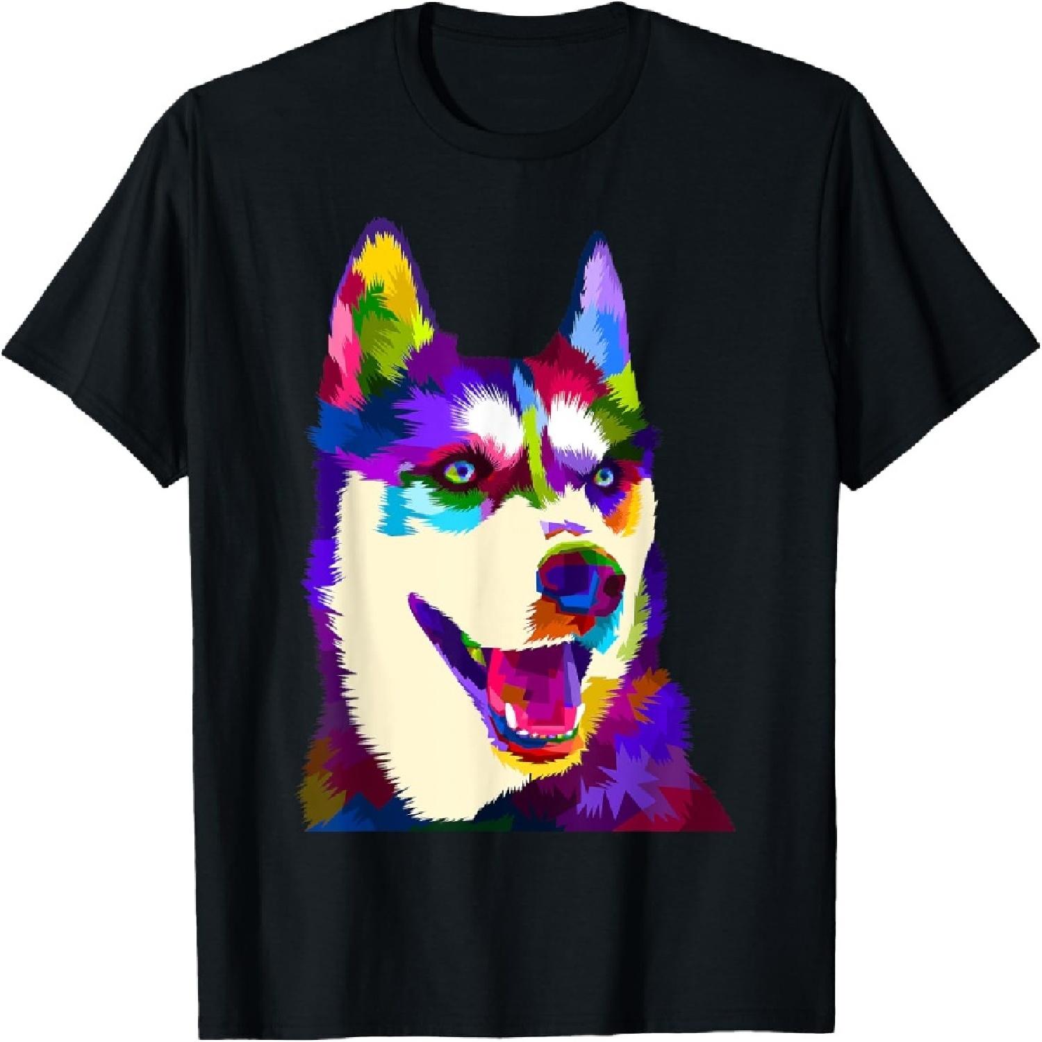 

Husky Colorful Pop Art Portrait For Dog Owners Chukcha Sibe T-Shirt for Men Women Girls Kids XXXXXL різнокольоровий