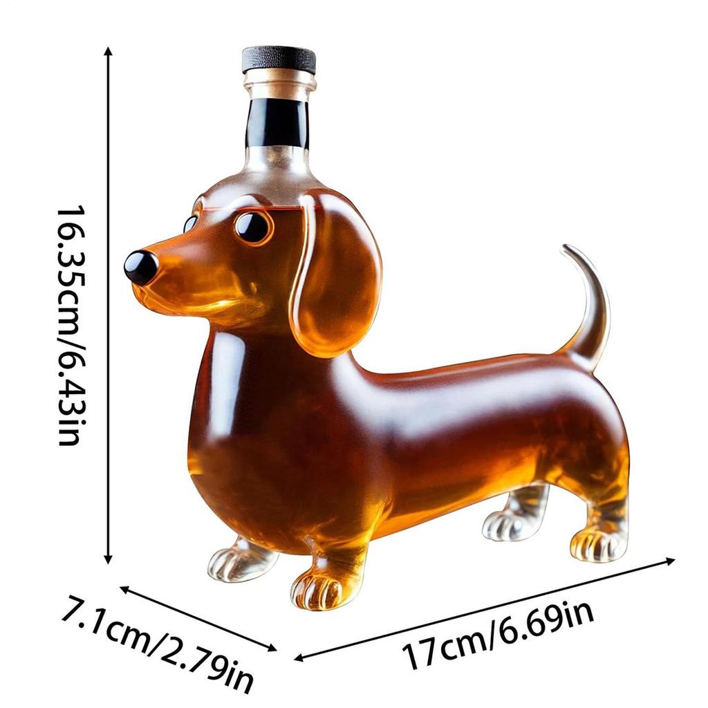 Whiskey Bottles Glass Liquor Bottle Dachshund Dog Shape Decorative Decanter Animal Statue Wine Container for Birthday Christmas