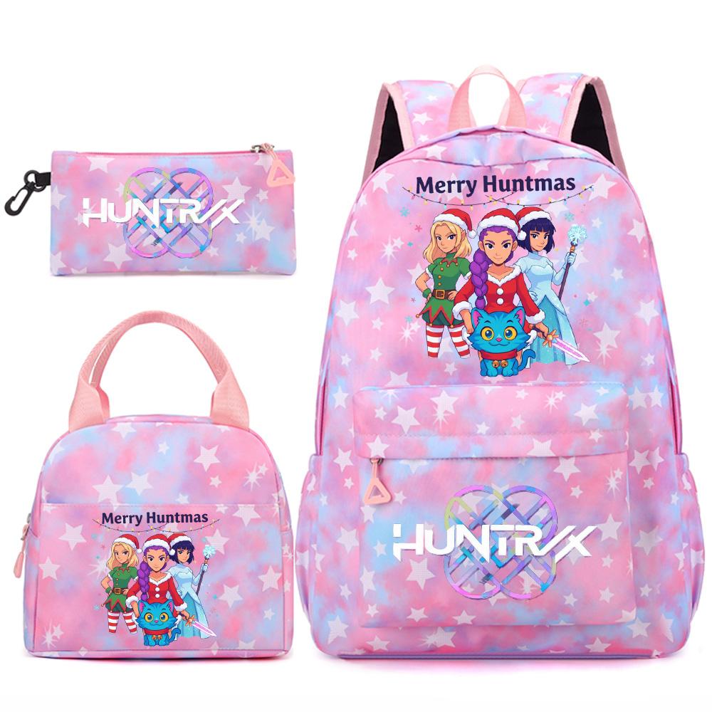 3Pcs/set Christmas Kpop Printed Backpack Handbag Pencil Case for Teenger Student Girl Boy Schoolbag Kid Bookbag Large Capacity Travel Bag Gift