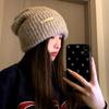 Pile hats children autumn and winter retro big head circumference versatile warm ear protection cold hats show small face knitted hats