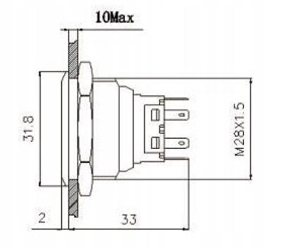 Monostable Vandal-proof Pushbutton 250V 5A 28X35