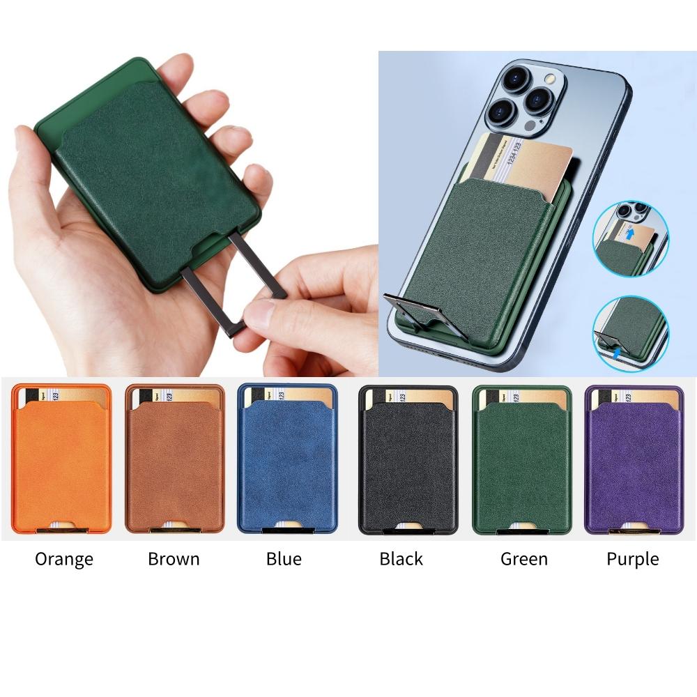Magnetic Leather Wallet Card Stand for iPhone 17 16 15 14   Pro Max Samsung S25 S24 S23 Ultra for Magsafe Bracket Holder Bag