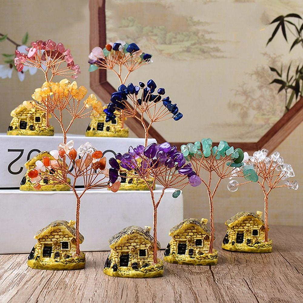 

Creative Fortune Tree Figurine Copper Wire Crystal Decorative Trees Lucky Tree Ornament Home Decor Style 2