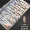 6-Grid Flat-Back Nail Art Rhinestone Set (1440pcs) - Mixed AB & Clear Glass Rhinestones Nail Decorations