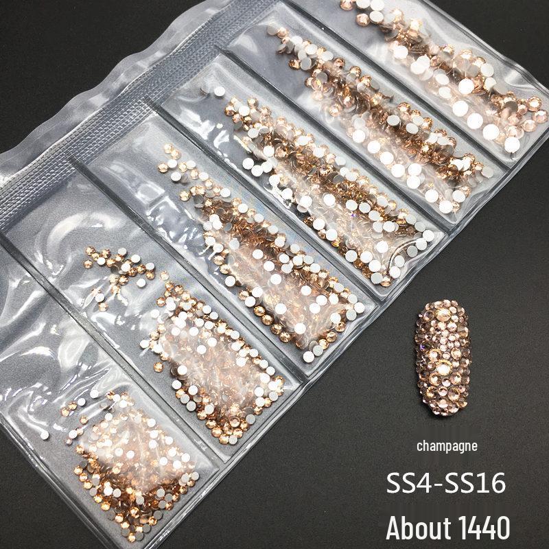 6-Grid Flat-Back Nail Art Rhinestone Set (1440pcs) - Mixed AB & Clear Glass Rhinestones Nail Decorations