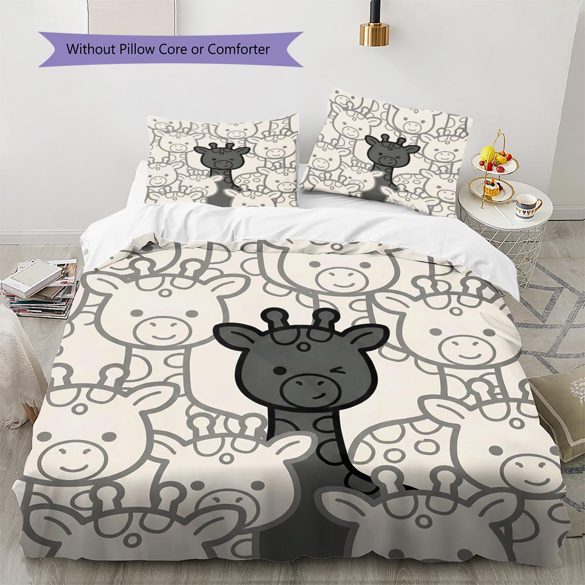 

Giraffe Pattern Bedding Quilt Set Quilt Cover Pillowcase Home Decoration Birthday Gift (1 * duvet cover + 2 * pillowcase, without core) 135x200cm