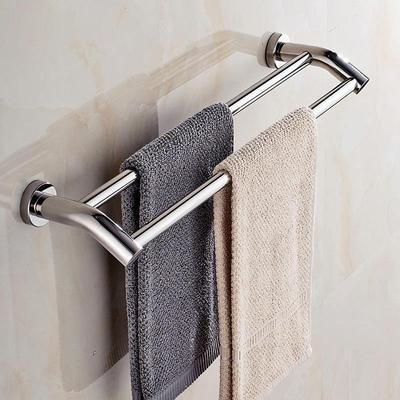 40/50/60cm Wall Mounted Double Towel Rack Hotel Rail Stainless Steel Bathroom Storage Rack Towel Holder Bathroom Wholesale