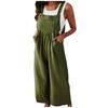 Women's Summer Casual Color Sleeveless Sling Pocket Wide Leg Side Button Jumpsuit