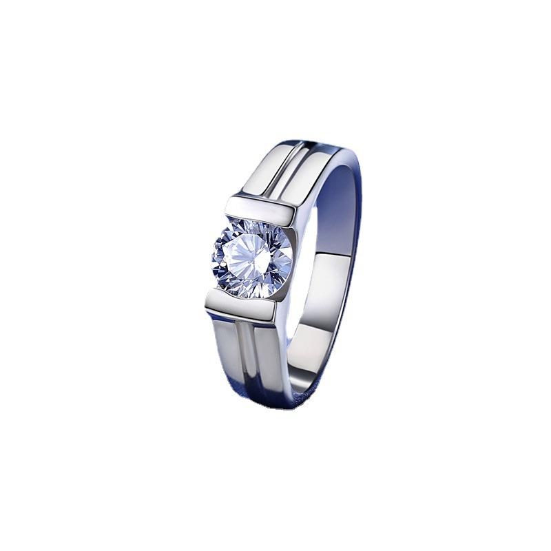 Stylish Smooth Band Bull Head Ring for Men,  Platinum Inlaid Arat Moissanite, Suit Leisure and Business Scenes.
