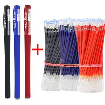 Gelschreiber-Set, Schwarz, Blau, Rot, Nachfüllung, Gelstift, Rundspitze, 0,5 mm, Schule &; Bürobedarf, Schreibwaren, Kawaii-Zubehör, Schreibwaren