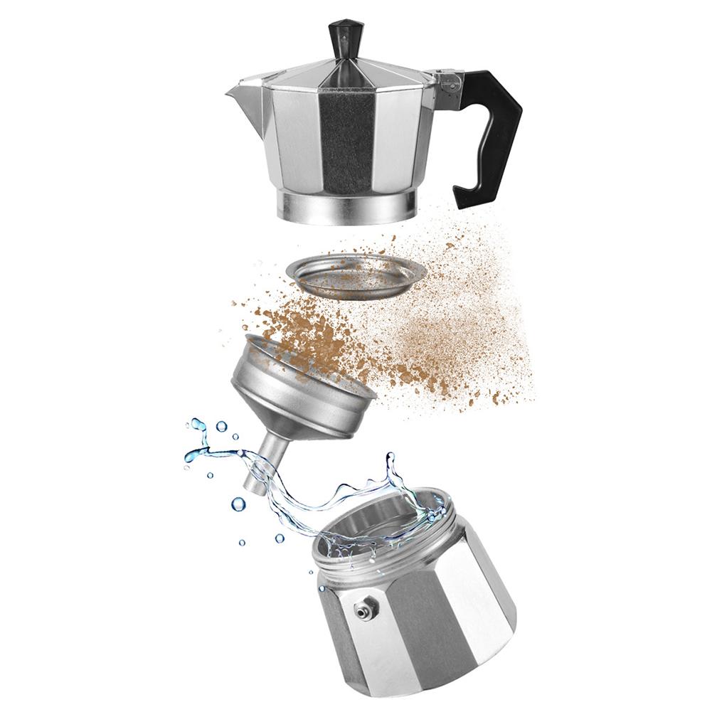 Oale de cafea din aluminiu/oțel inoxidabil, plită de cafea espressor, ceainic de cafea Moka multifuncțional pentru acasă, în aer liber, birou