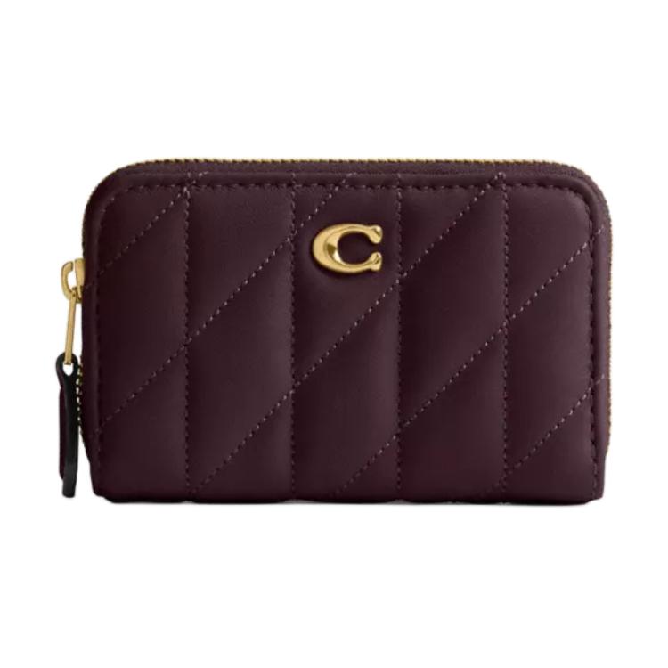 Coach Pillow 11 Iconic Gold Hardware Napa Leather Card Case Women Card Case Blackcurrant CM505-B4YDS Black Currant Color
