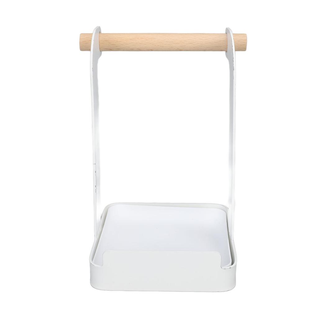 Pot Lid Holder Rack Multifunction Prevent Slip Iron Basin Wood Rack Cooking Tool Spatula Stand