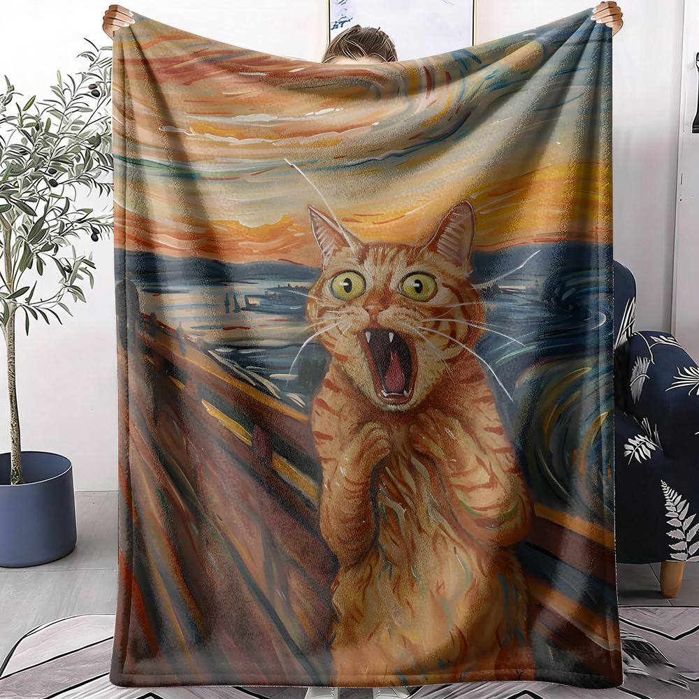 The Scream Painting Throw Soft Flannel AC Blanket Lightweight Summer Nap Throw Cozy Blanket for Sofa Bed Travel Home
