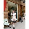 Preppy style white shirt dress temperament with a sweet and beautiful waist and short skirt women's new summer casual