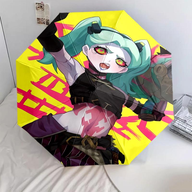 

1 PC Automatic Folding Umbrella - Cyberpunk Edgerunner Pattern, Portable & Foldable Design with 8 Ribs, Christmas Birthday Gifts