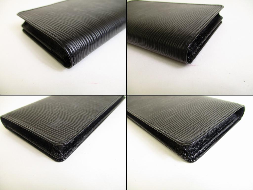 Authentic LOUIS VUITTON Epi Black Leather Flap Bill Wallet Porte Credit #b277  Open box