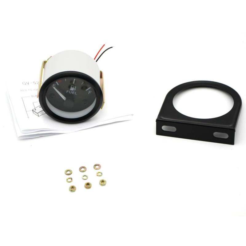 Automotive Fuel Gauge with 12V Operation White LED Lighting and Black Rim Designed for tallation on Car trument Panels