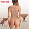 Kardashian Style Double-Layer High-Elastic Tummy-Control Bodysuit with Round Neck