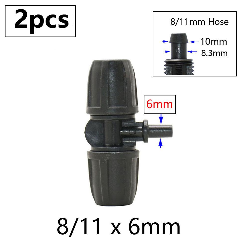 3/8" 8mm Garden Hose Connector 8/11 To 4/7 3/5mm Hose Reducer Water Splitter Tee Elbow End Plug Drip Irrigation System Fitting