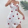 European and American Love Printing Sexy Lace Home Suspender Skirt Pure Desire Nightdress Temptation Backless Sex Dress