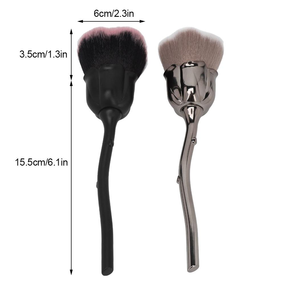 2pcs Fluffy Texture Rose Flower Makeup Brush Nail Art Dust Remover Brush  Beauty Auxiliary Tools