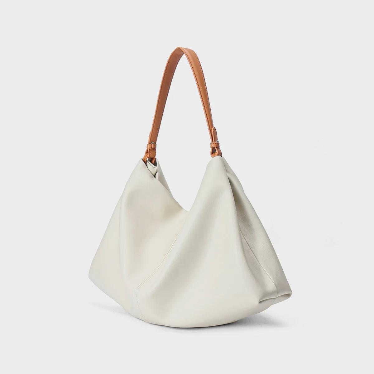

Female Retro Soft Cowhide Handbags Women s Cow Leather Large Capacity Shoulder Bag Ladies Fashi Luxury Designer Underarm Bags 42x11x26cm белый